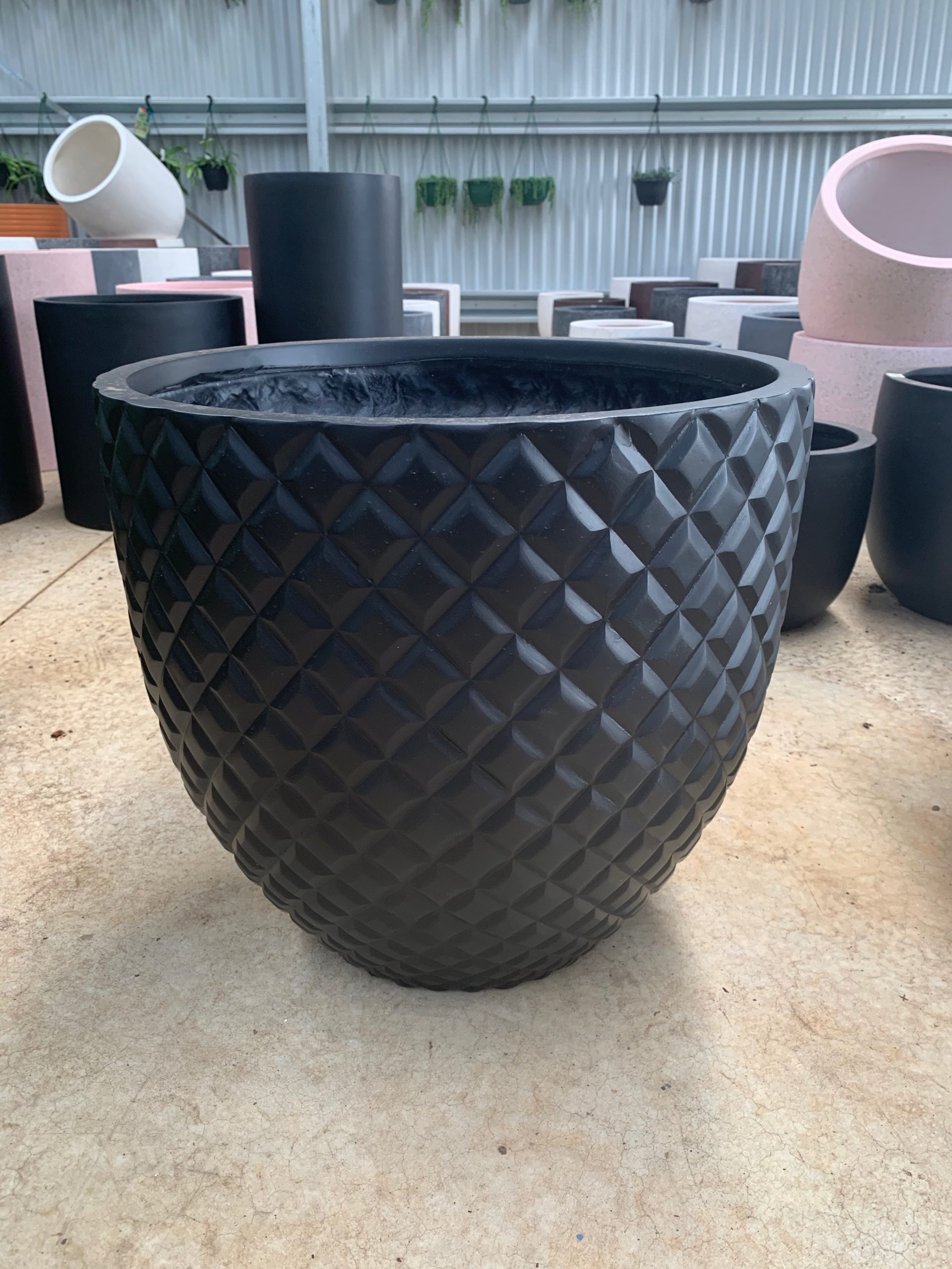  Diamond  Cut Pot  Black Westlake Nursery